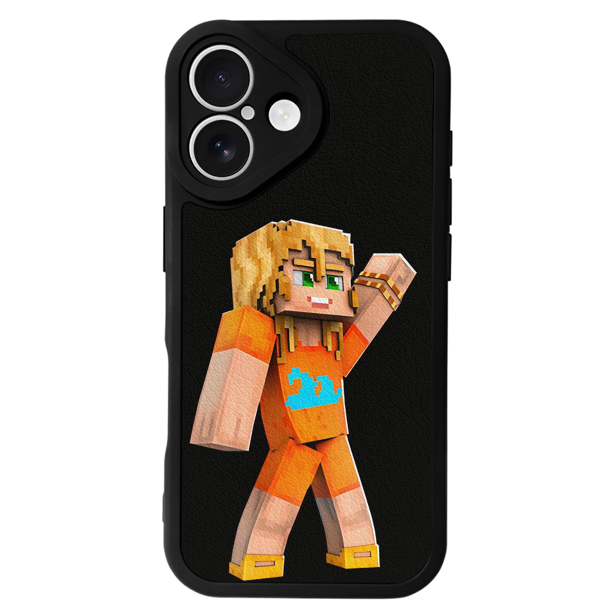 （画像用） マインクラフト ブロックの世界 Minecraft MC Block world 【iPhone 16シリーズ対応】シリコンスマホケース（レザー調） 材質：シリコン